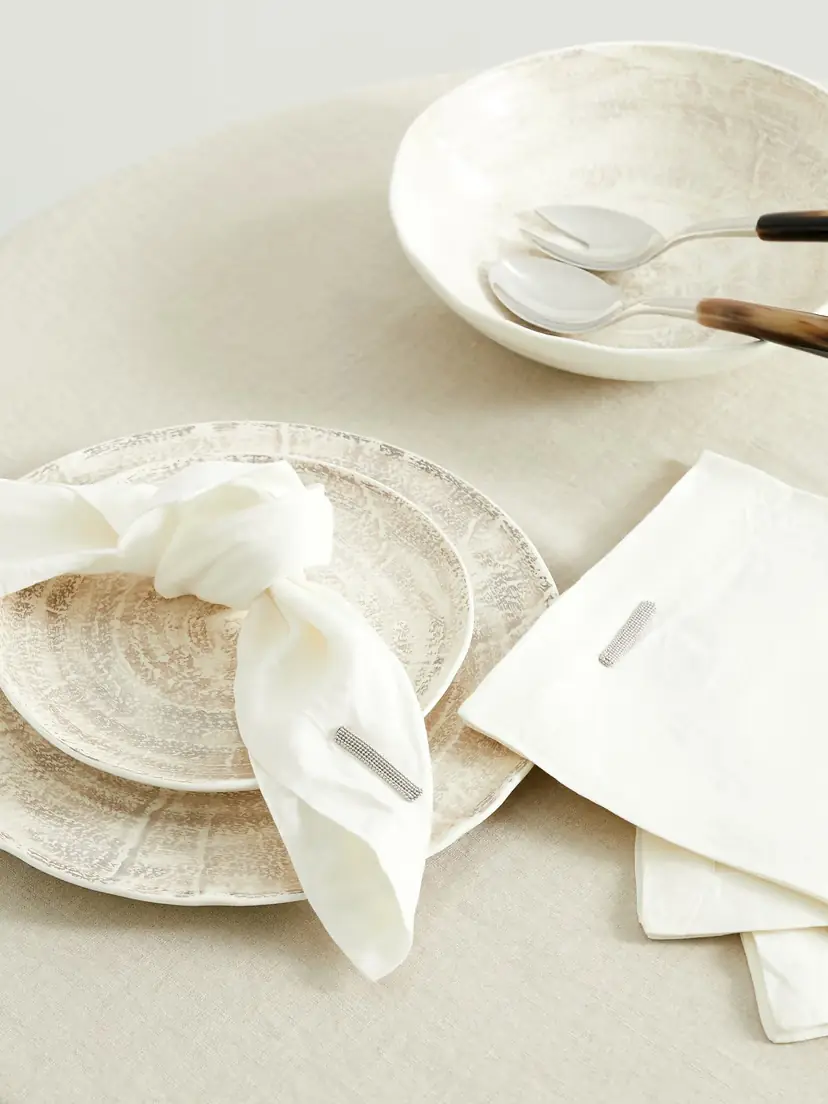 Brunello Cucinelli Set Of Four Bead-embellished Linen Napkins | Thumbnail 2 Brunello Cucinelli Set Of Four Bead-embellished Linen Napkins | Thumbnail 2