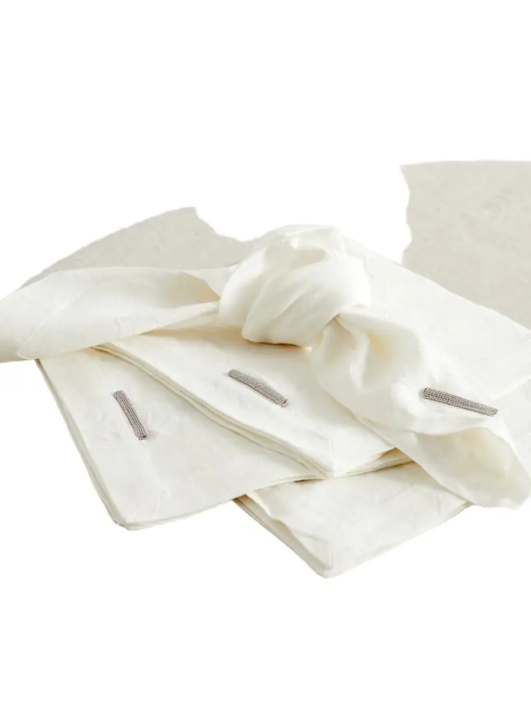 Brunello Cucinelli Set Of Four Bead-embellished Linen Napkins | Image 1 Brunello Cucinelli Set Of Four Bead-embellished Linen Napkins | Image 1