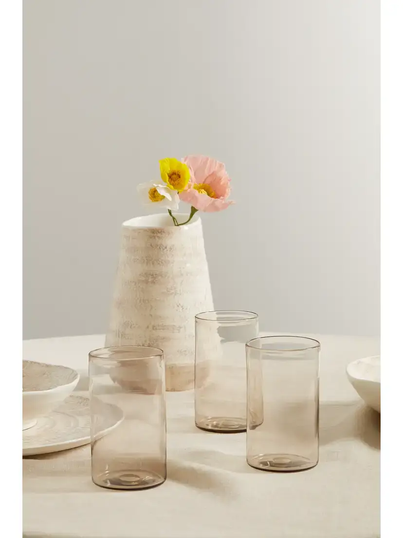 Brunello Cucinelli Set Of Four Water Glasses With Krion Holder - Neutrals | Thumbnail 2