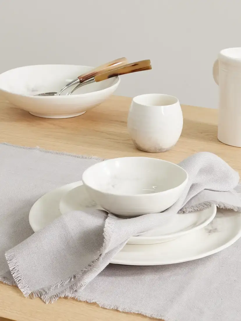 Brunello Cucinelli Frayed Linen Placemat And Napkin Set - Gray | Thumbnail 2 Brunello Cucinelli Frayed Linen Placemat And Napkin Set - Gray | Thumbnail 2