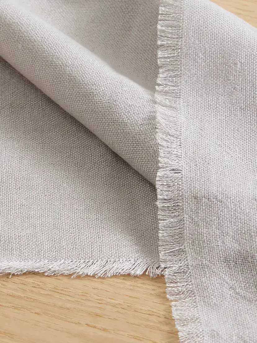 Brunello Cucinelli Frayed Linen Placemat And Napkin Set - Gray | Thumbnail 3 Brunello Cucinelli Frayed Linen Placemat And Napkin Set - Gray | Thumbnail 3
