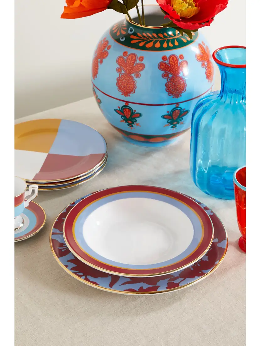 La DoubleJ Gold-plated Porcelain Soup And Dinner Plate Set | Thumbnail 2