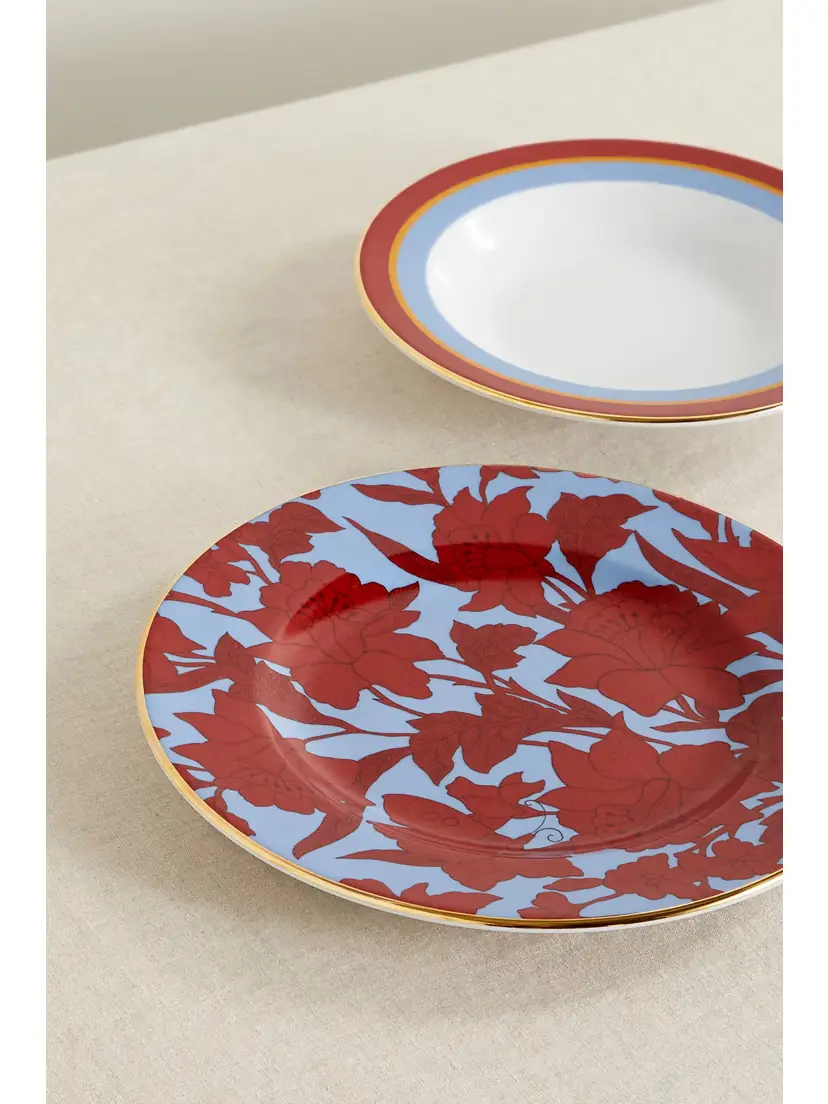 La DoubleJ Gold-plated Porcelain Soup And Dinner Plate Set | Thumbnail 3