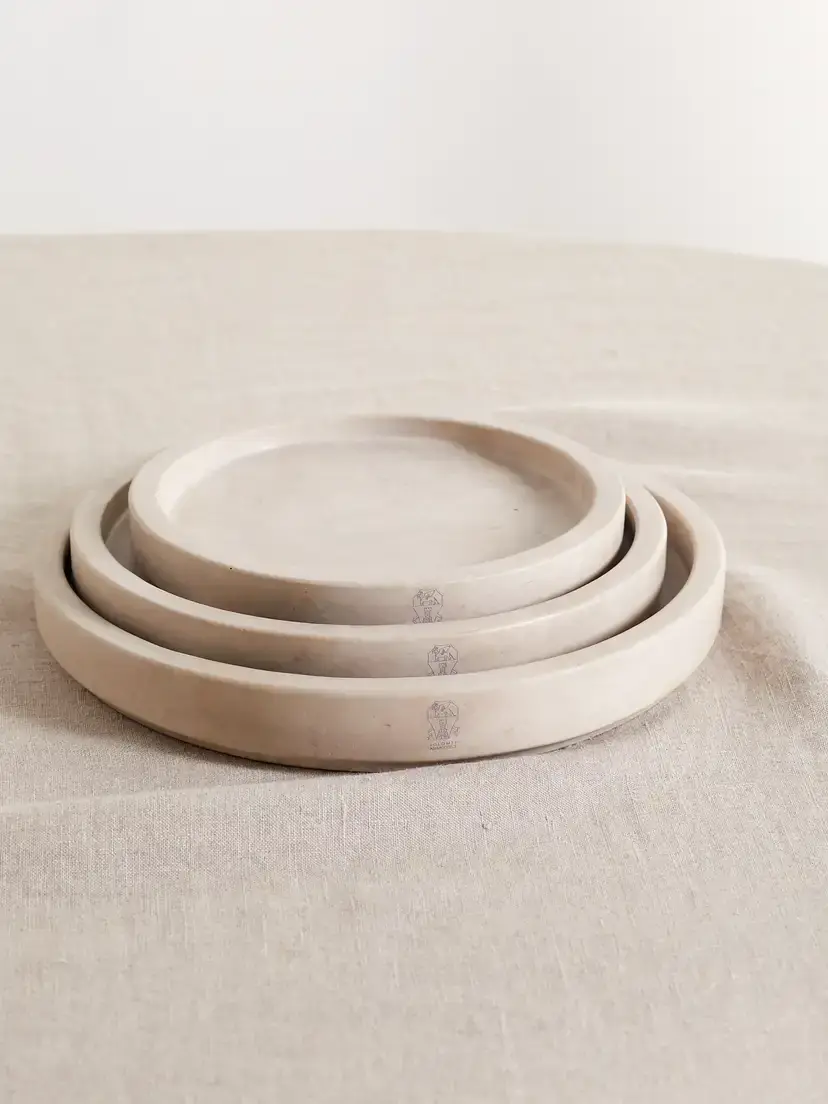 Brunello Cucinelli Set Of Three Stone Plates | Image 1 Brunello Cucinelli Set Of Three Stone Plates | Image 1