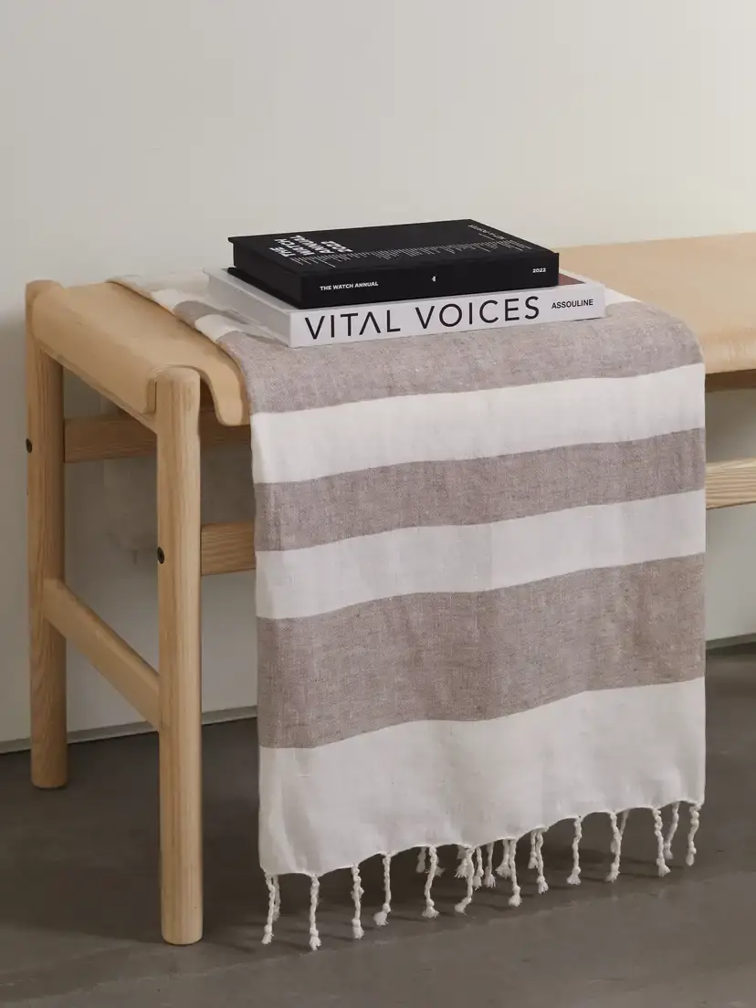 Brunello Cucinelli Fringed Striped Linen-blend Blanket | Thumbnail 2 Brunello Cucinelli Fringed Striped Linen-blend Blanket | Thumbnail 2