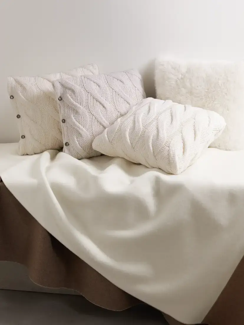 Brunello Cucinelli Cable-knit Cashmere Cushion | Thumbnail 2 Brunello Cucinelli Cable-knit Cashmere Cushion | Thumbnail 2