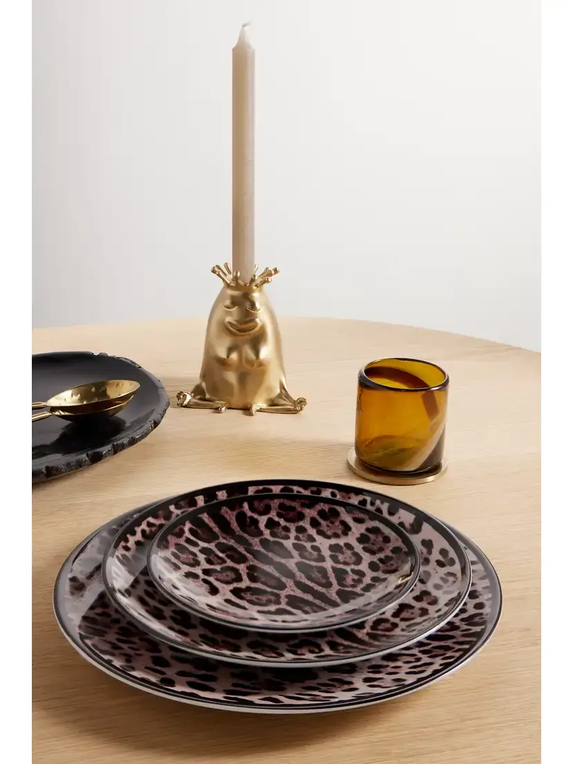 Dolce & Gabbana Set Of Two Leopard-print Porcelain Plates | Thumbnail 2