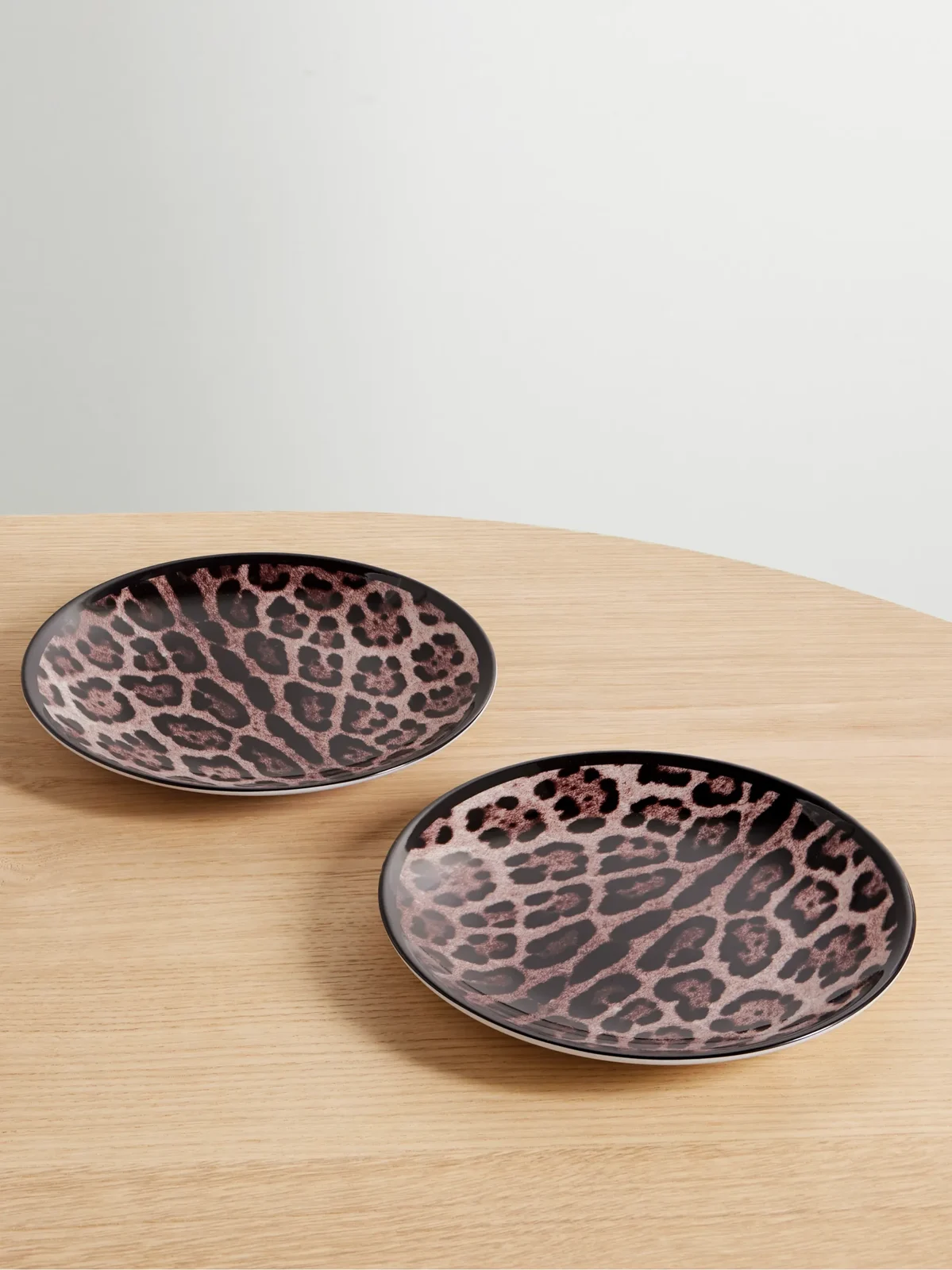 Dolce & Gabbana Set Of Two Leopard-print Porcelain Plates