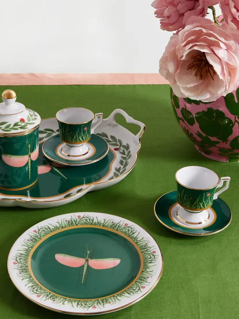La DoubleJ Set Of Two Gold-plated Painted Porcelain Espresso Cups And Saucers | Thumbnail 2 La DoubleJ Set Of Two Gold-plated Painted Porcelain Espresso Cups And Saucers | Thumbnail 2