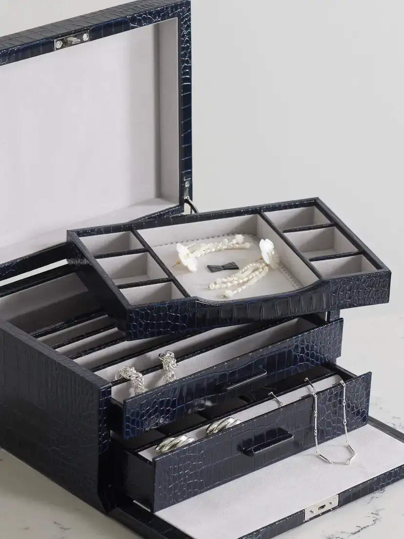 Smythson Mara Croc-effect Leather Jewelry Box | Thumbnail 2 Smythson Mara Croc-effect Leather Jewelry Box | Thumbnail 2