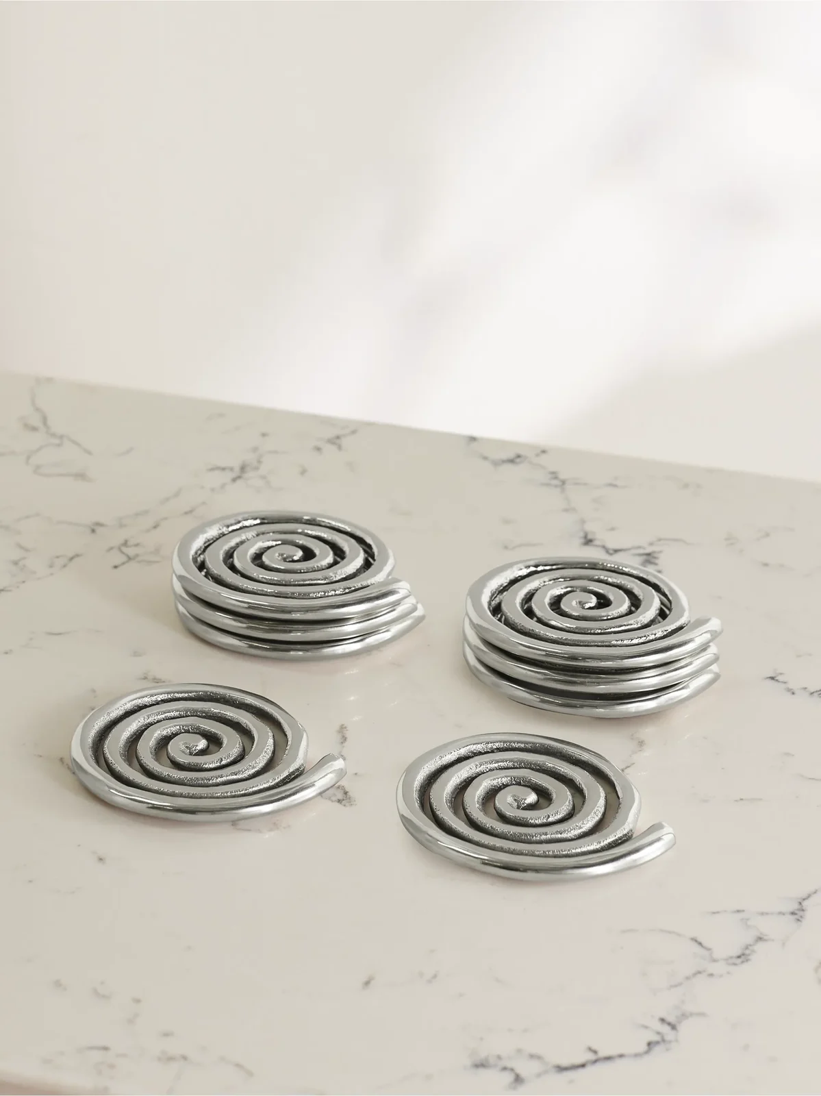 Sophie Lou Jacobsen + Etagere Spiral Set Of Eight Nickel-plated Coasters