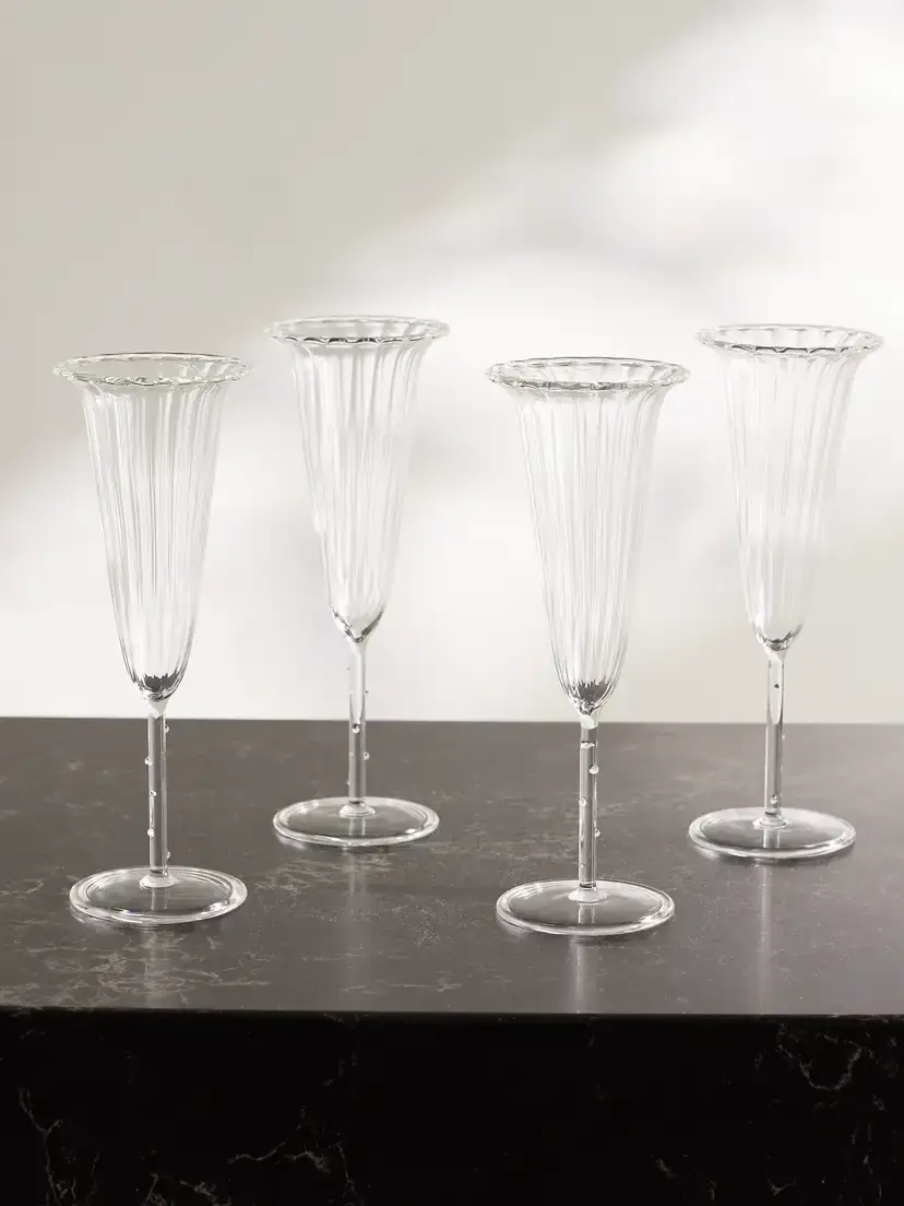 Sophie Lou Jacobsen Angel Set Of Four Glass Champagne Flutes | Image 1 Sophie Lou Jacobsen Angel Set Of Four Glass Champagne Flutes | Image 1