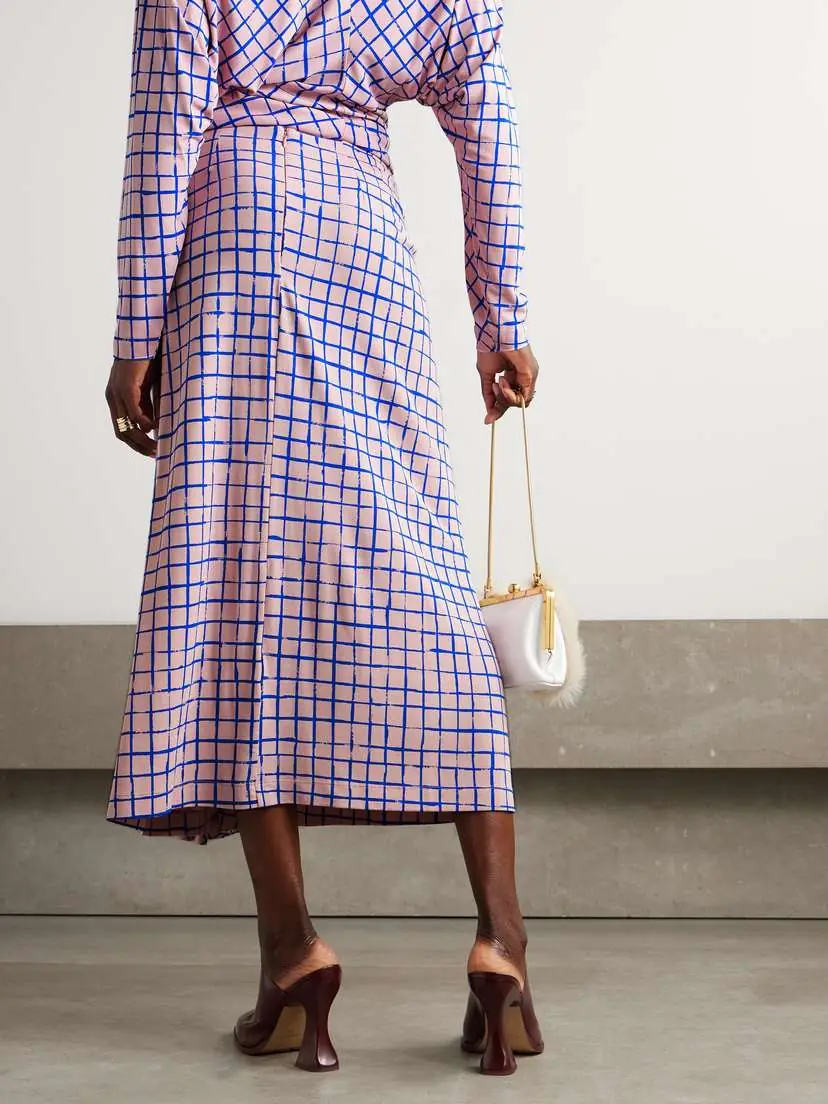 Dries Van Noten Checked Stretch-jersey Wrap-effect Midi Skirt | Thumbnail 4