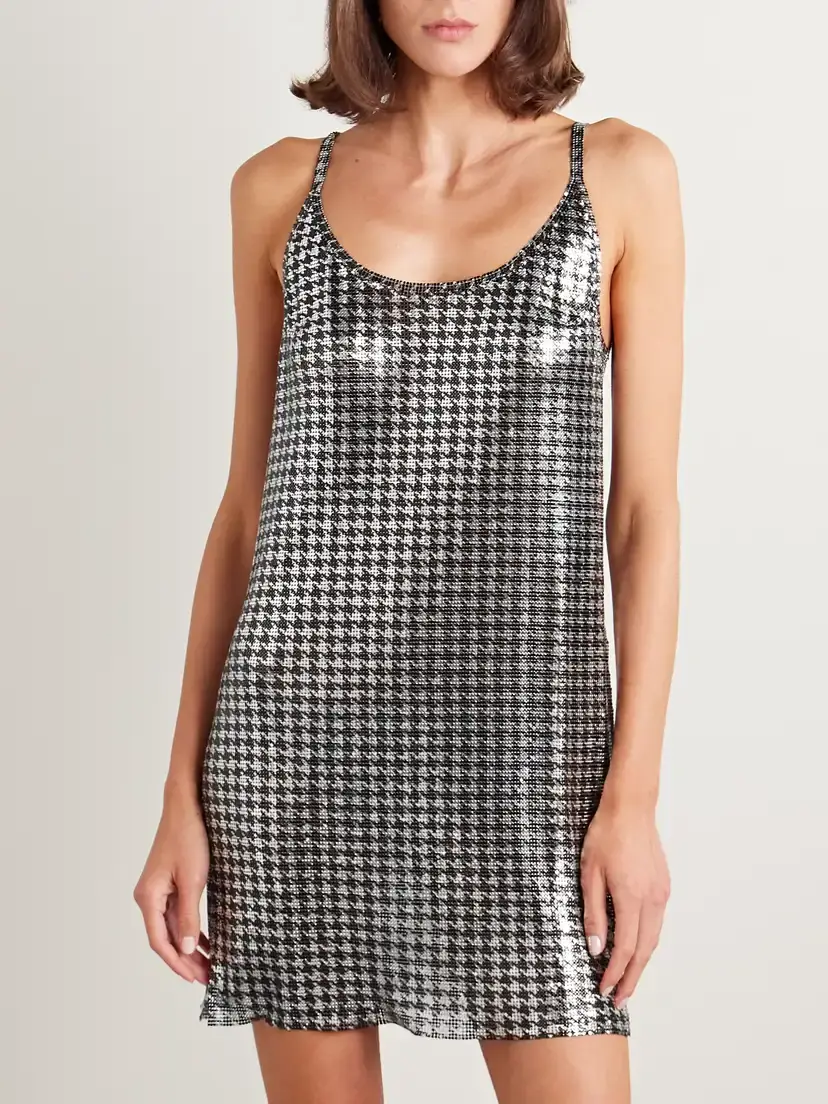 Rabanne Houndstooth Chainmail Mini Dress | Thumbnail 3