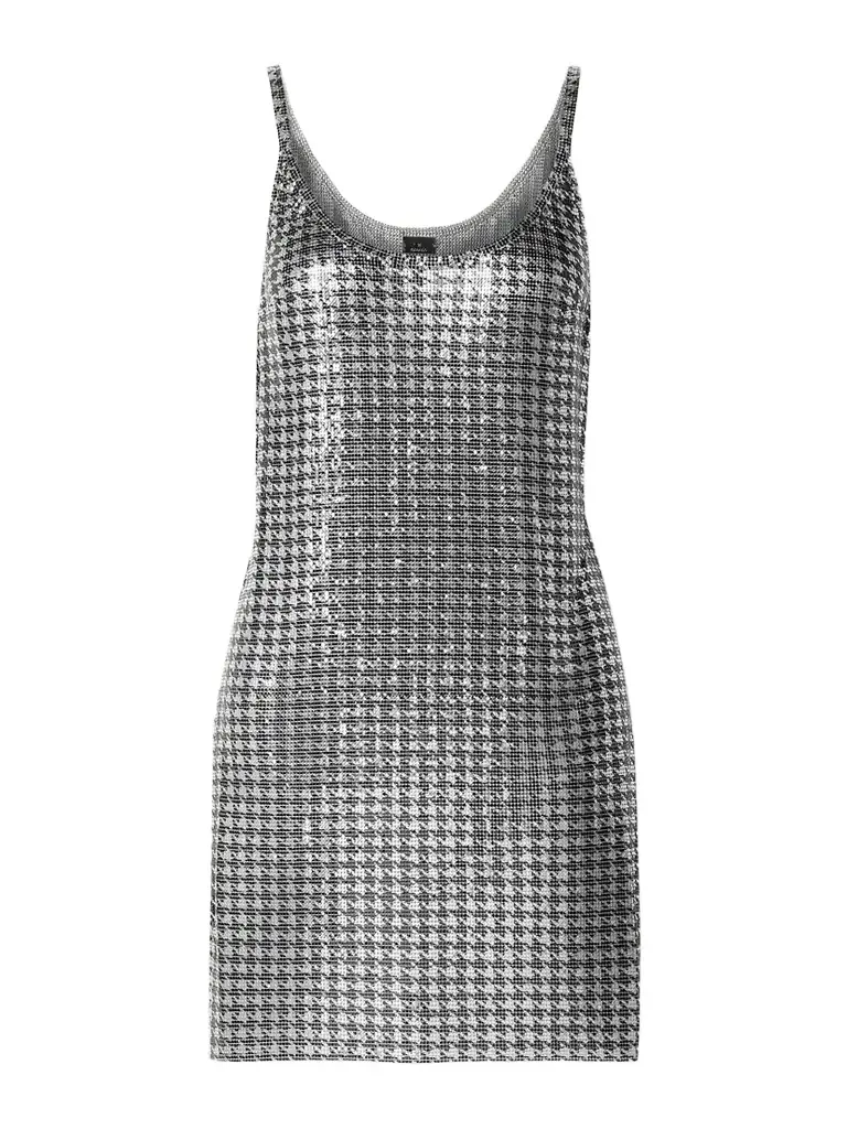 Houndstooth Chainmail Mini Dress