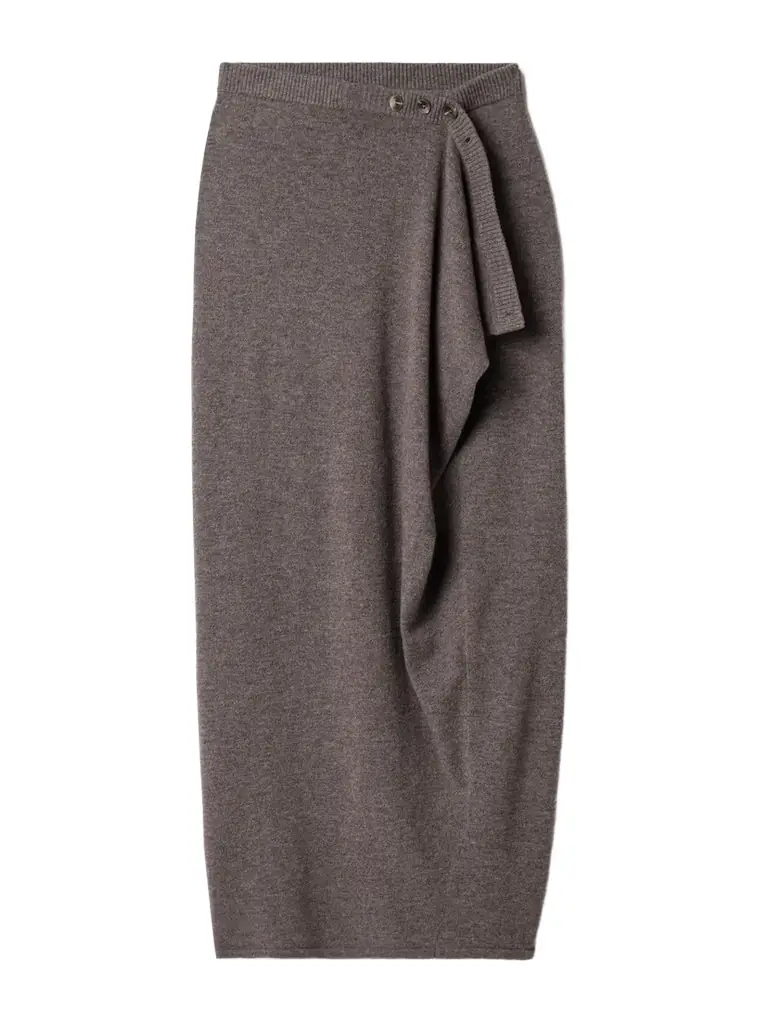 Wrap-effect Draped Merino Wool And Cashmere-blend Maxi Skirt - x large