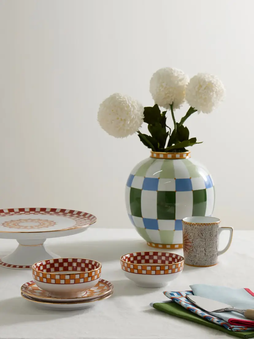 La DoubleJ Set Of Two Gold-plated Porcelain Snack Bowls | Thumbnail 2