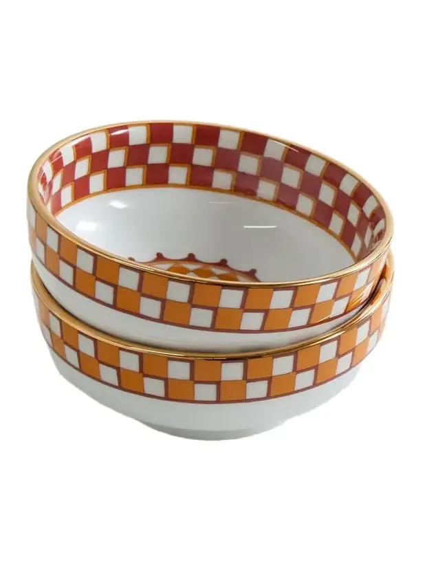 La DoubleJ Set Of Two Gold-plated Porcelain Snack Bowls