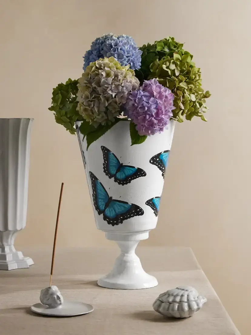 Astier De Villatte + John Derian Blue Butterflies Printed Ceramic Vase | Thumbnail 2 Astier De Villatte + John Derian Blue Butterflies Printed Ceramic Vase | Thumbnail 2
