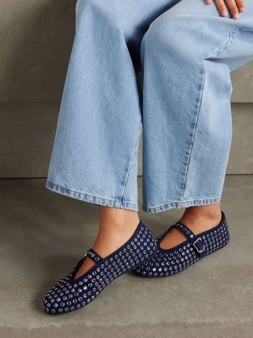 Alaïa Crystal-embellished Suede Ballet Flats | Thumbnail 2