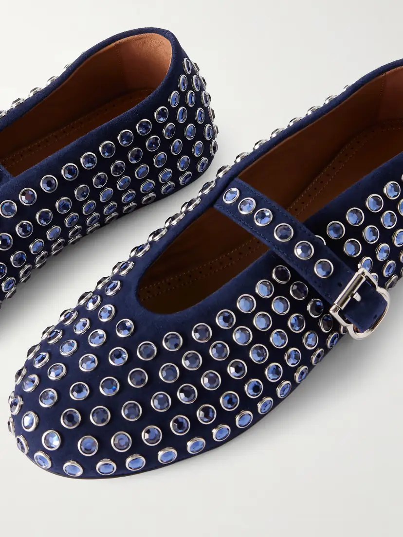 Alaïa Crystal-embellished Suede Ballet Flats | Thumbnail 4