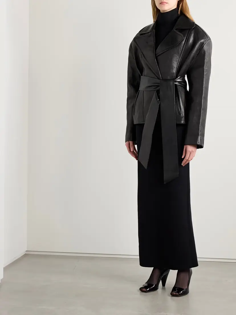 Khaite Dolores Belted Leather Jacket | Thumbnail 2 Khaite Dolores Belted Leather Jacket | Thumbnail 2