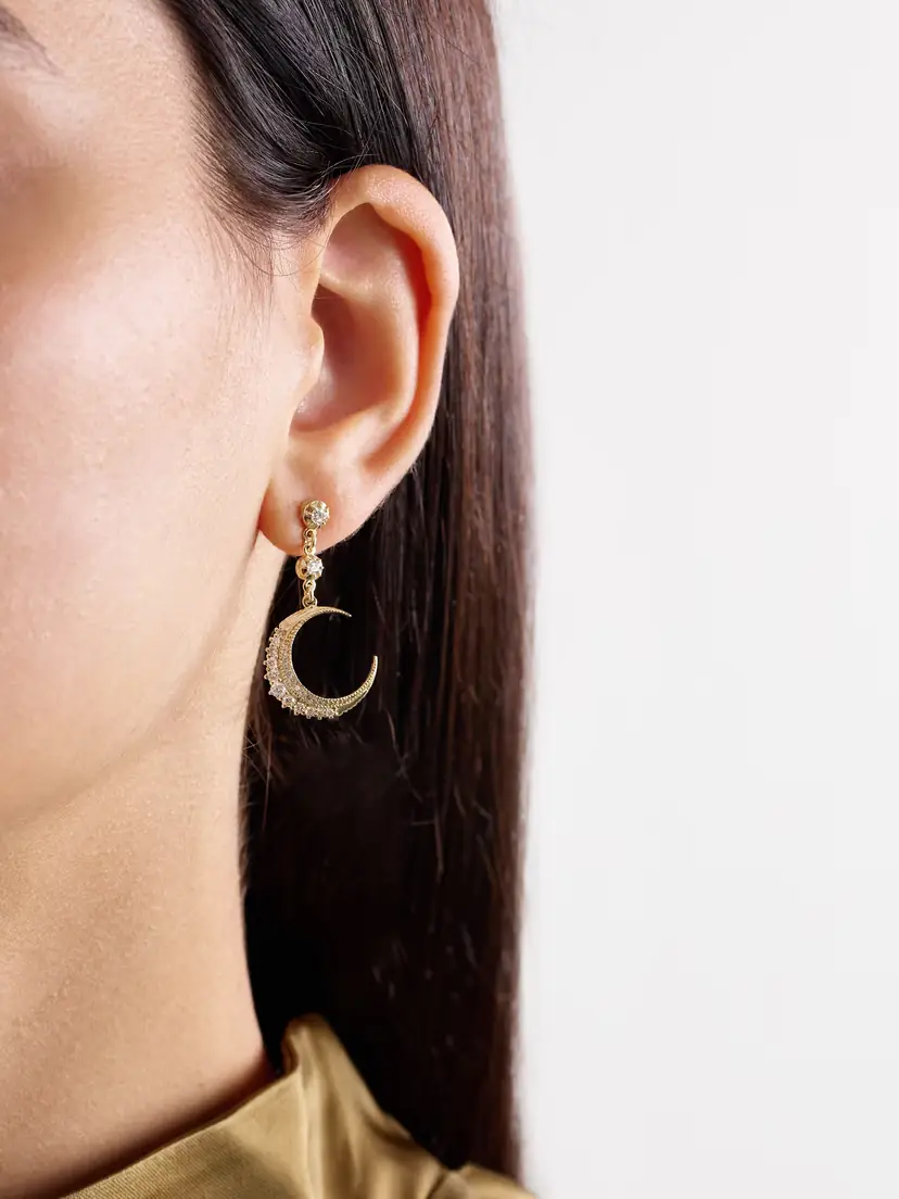 Jacquie Aiche Crescent Mini 14-karat Gold Diamond Single Earring | Thumbnail 2 Jacquie Aiche Crescent Mini 14-karat Gold Diamond Single Earring | Thumbnail 2