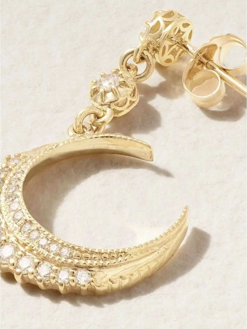Jacquie Aiche Crescent Mini 14-karat Gold Diamond Single Earring | Thumbnail 3 Jacquie Aiche Crescent Mini 14-karat Gold Diamond Single Earring | Thumbnail 3