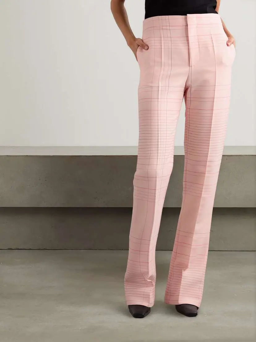 Bottega Veneta Checked Crepe Straight-leg Pants | Thumbnail 3 Bottega Veneta Checked Crepe Straight-leg Pants | Thumbnail 3