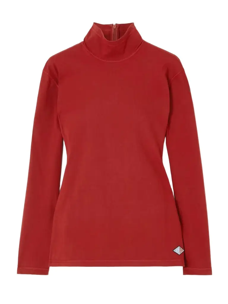 Appliquéd Stretch-cotton Jersey Blouse