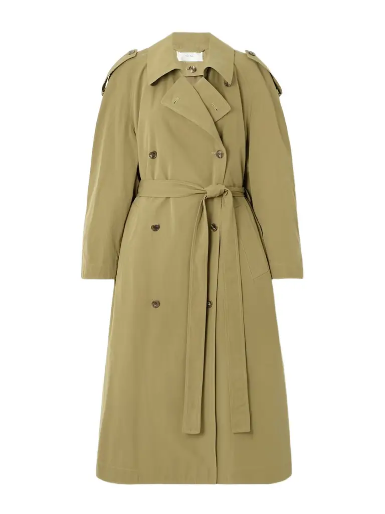 Denver Oversized Belted Double-breasted Cotton-gabardine Trench Coat