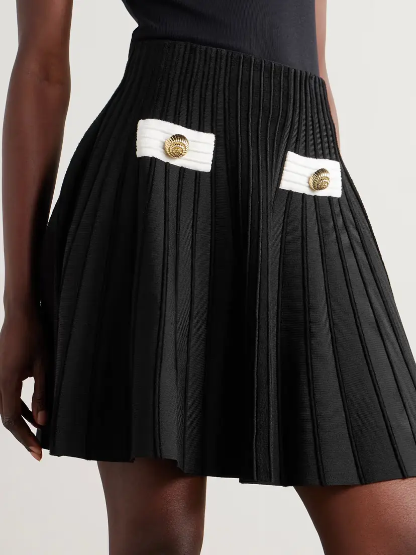 Balmain Button-embellished Knitted Mini Skirt | Thumbnail 3 Balmain Button-embellished Knitted Mini Skirt | Thumbnail 3