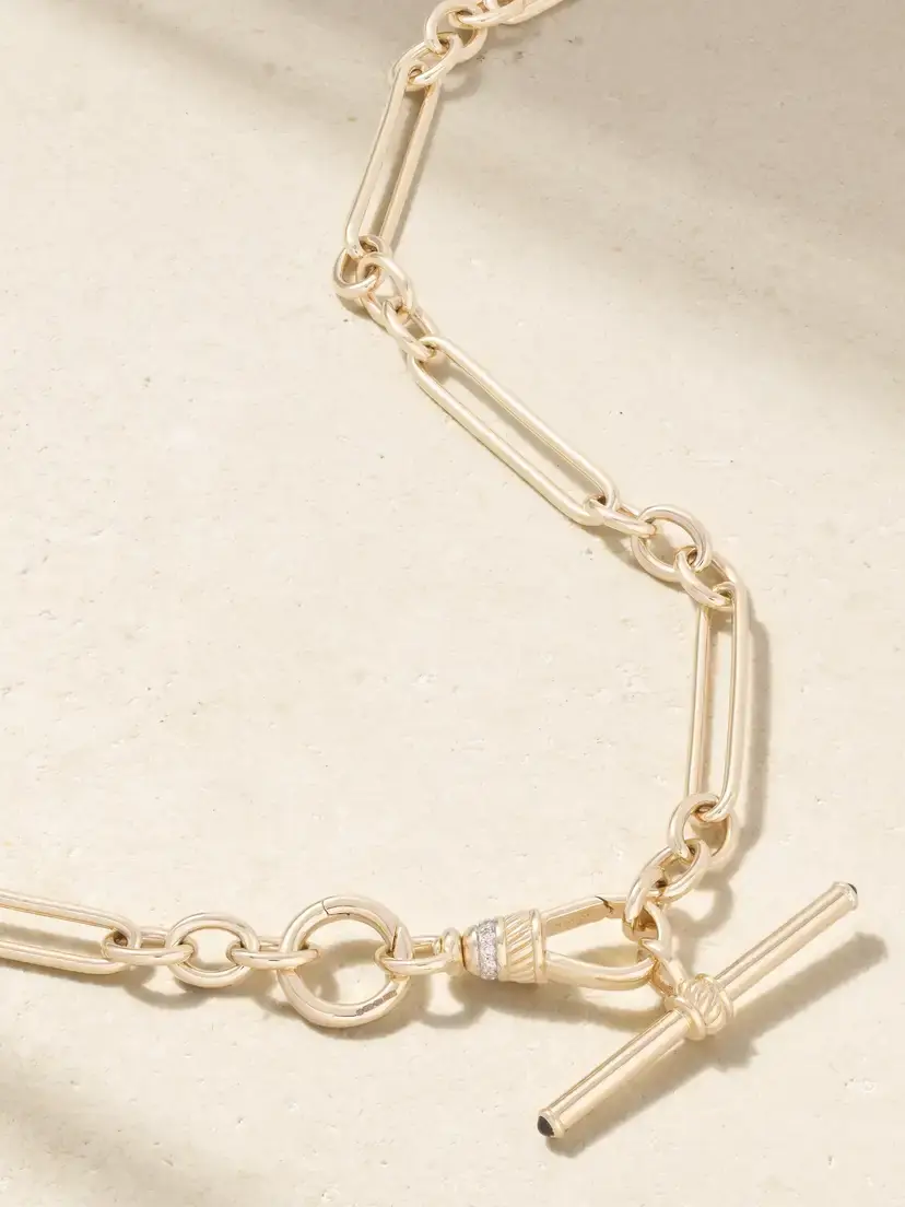 Lucy Delius Trombone Albert Clip T-bar 14-karat Gold, Sapphire And Diamond Necklace | Thumbnail 4 Lucy Delius Trombone Albert Clip T-bar 14-karat Gold, Sapphire And Diamond Necklace | Thumbnail 4
