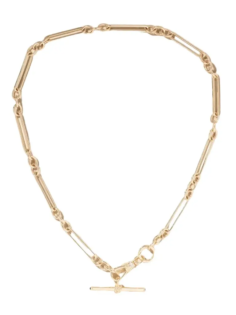 Lucy Delius Trombone Albert Clip T-bar 14-karat Gold, Sapphire And Diamond Necklace