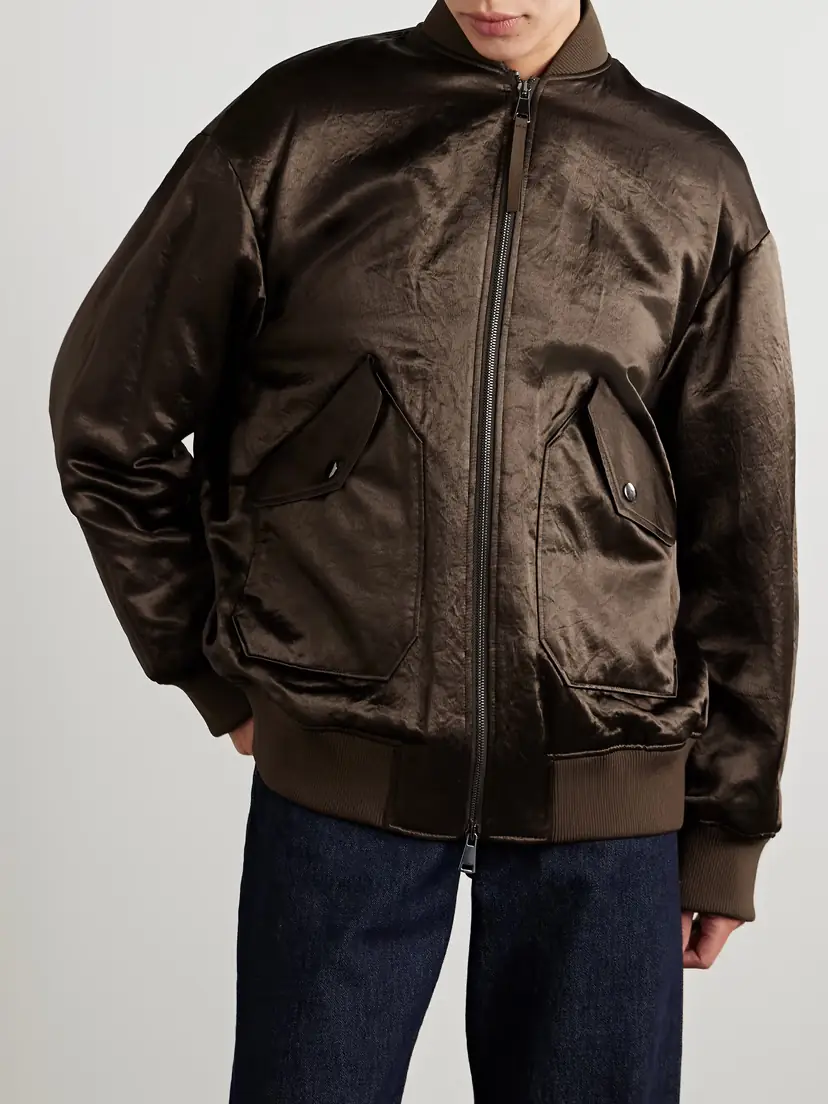 Max Mara Imelde Oversized Hammered-satin Bomber Jacket | Thumbnail 3
