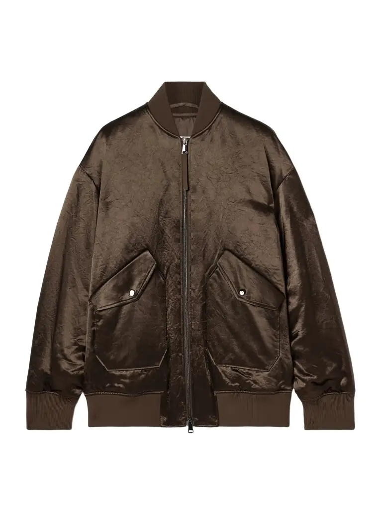 Imelde Oversized Hammered-satin Bomber Jacket