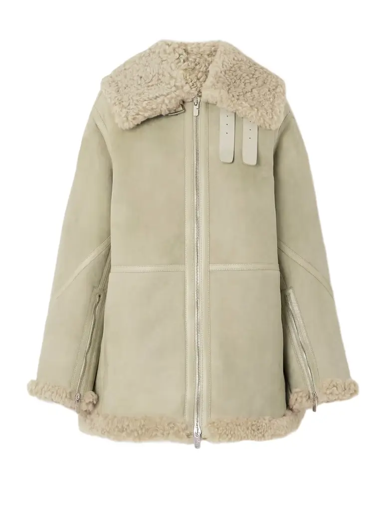 Burberry Leather-trimmed Shearling Coat | Image 1 Burberry Leather-trimmed Shearling Coat | Image 1