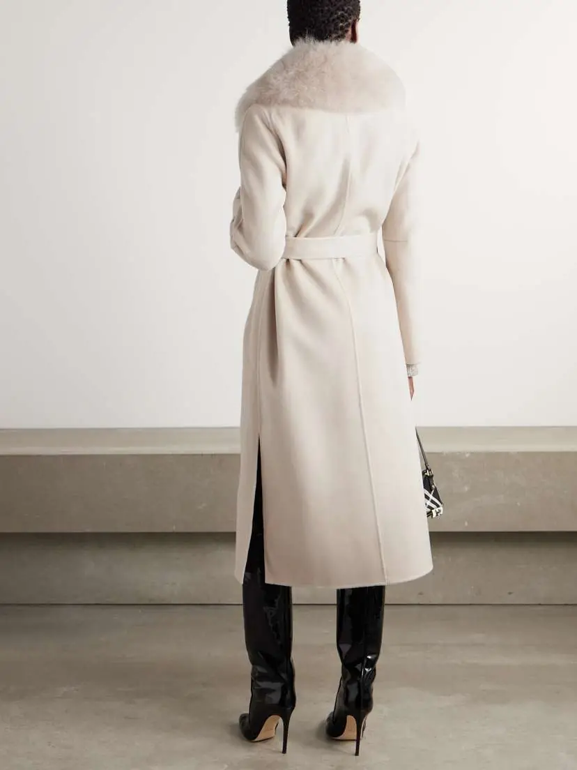 Yves Salomon Belted Shearling-trimmed Wool And Cashmere-blend Coat | Thumbnail 4 Yves Salomon Belted Shearling-trimmed Wool And Cashmere-blend Coat | Thumbnail 4