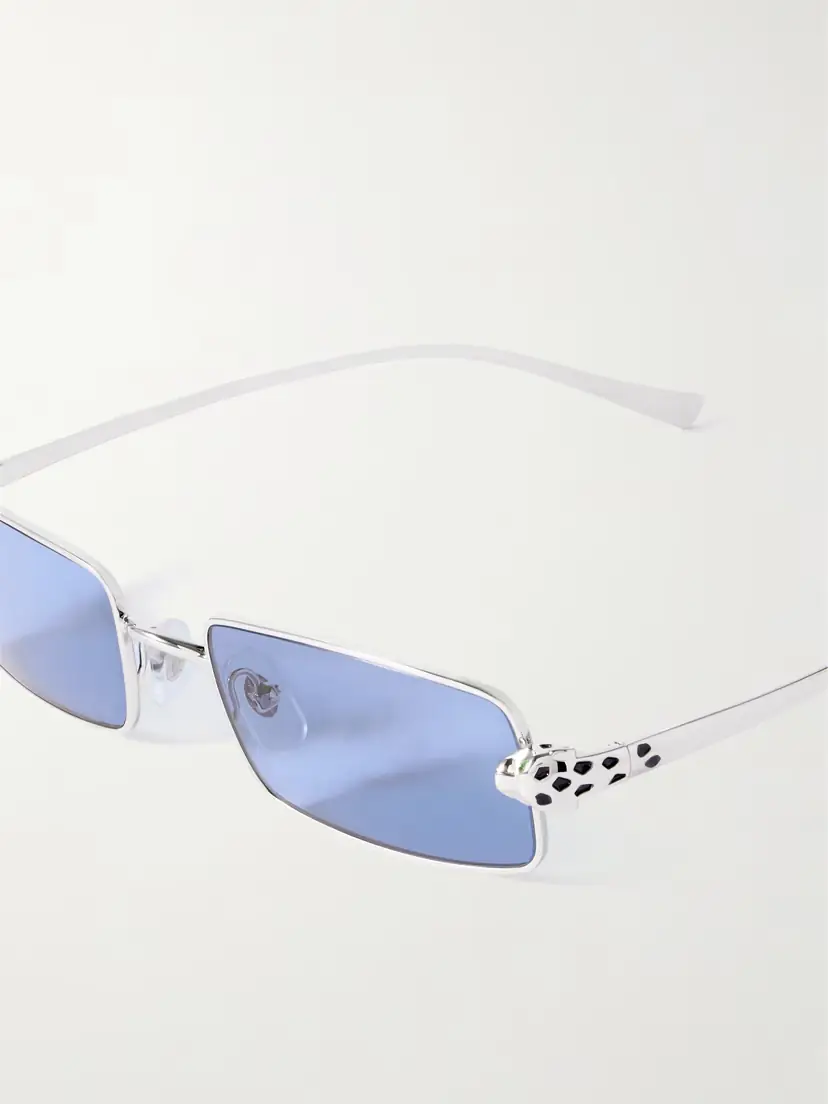 Cartier Eyewear Panthère Rectangle-frame Crystal-embellished Silver-tone Sunglasses | Thumbnail 4 Cartier Eyewear Panthère Rectangle-frame Crystal-embellished Silver-tone Sunglasses | Thumbnail 4