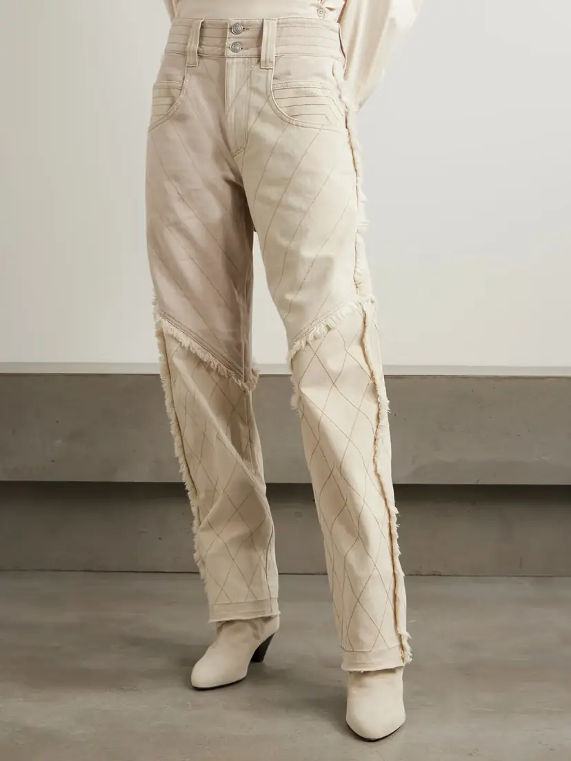 Isabel Marant Shanila Paneled Frayed High-rise Wide-leg Jeans | Thumbnail 3