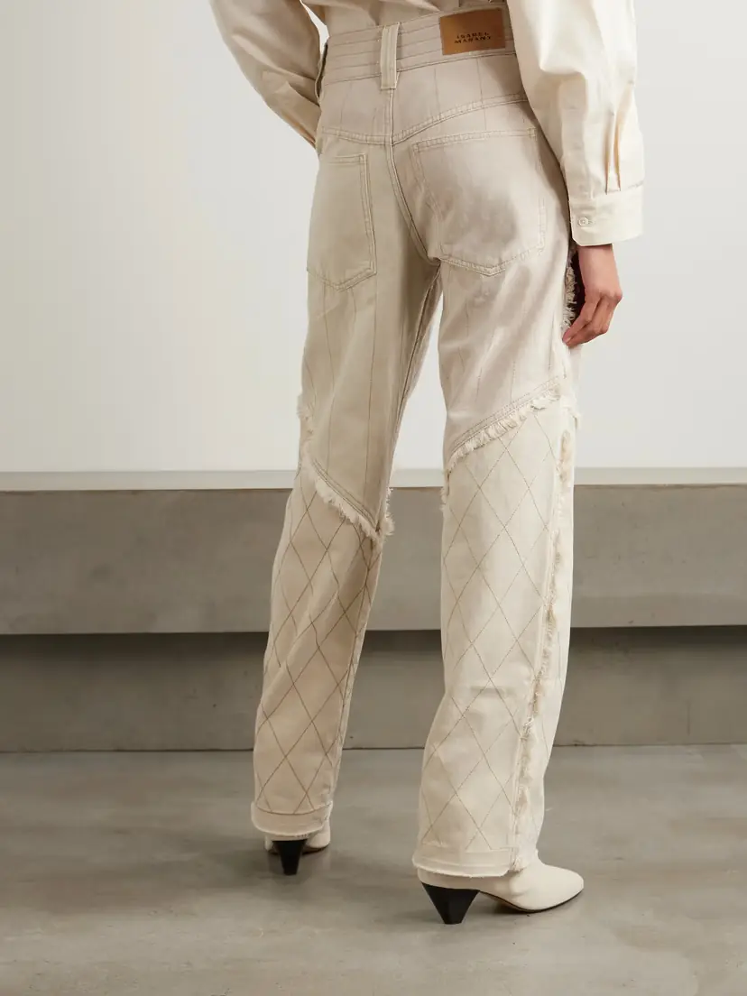Isabel Marant Shanila Paneled Frayed High-rise Wide-leg Jeans | Thumbnail 4