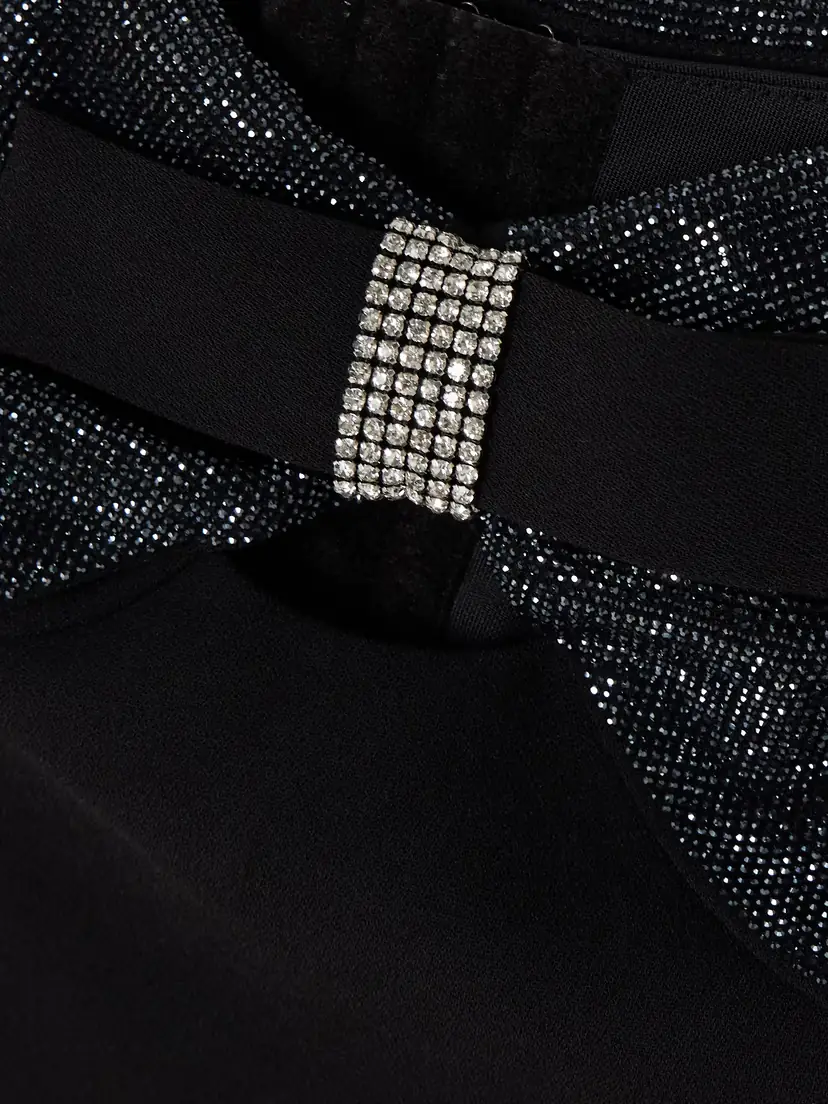 Self-Portrait Off-the-shoulder Bow And Crystal-embellished Crepe Top | Thumbnail 4