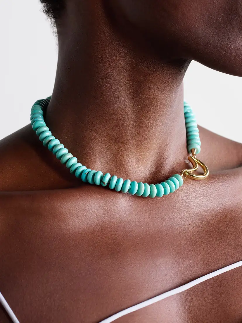 Marla Aaron Moonlock + Rondelle 18 And 14-karat Gold Turquoise Necklace | Thumbnail 2 Marla Aaron Moonlock + Rondelle 18 And 14-karat Gold Turquoise Necklace | Thumbnail 2