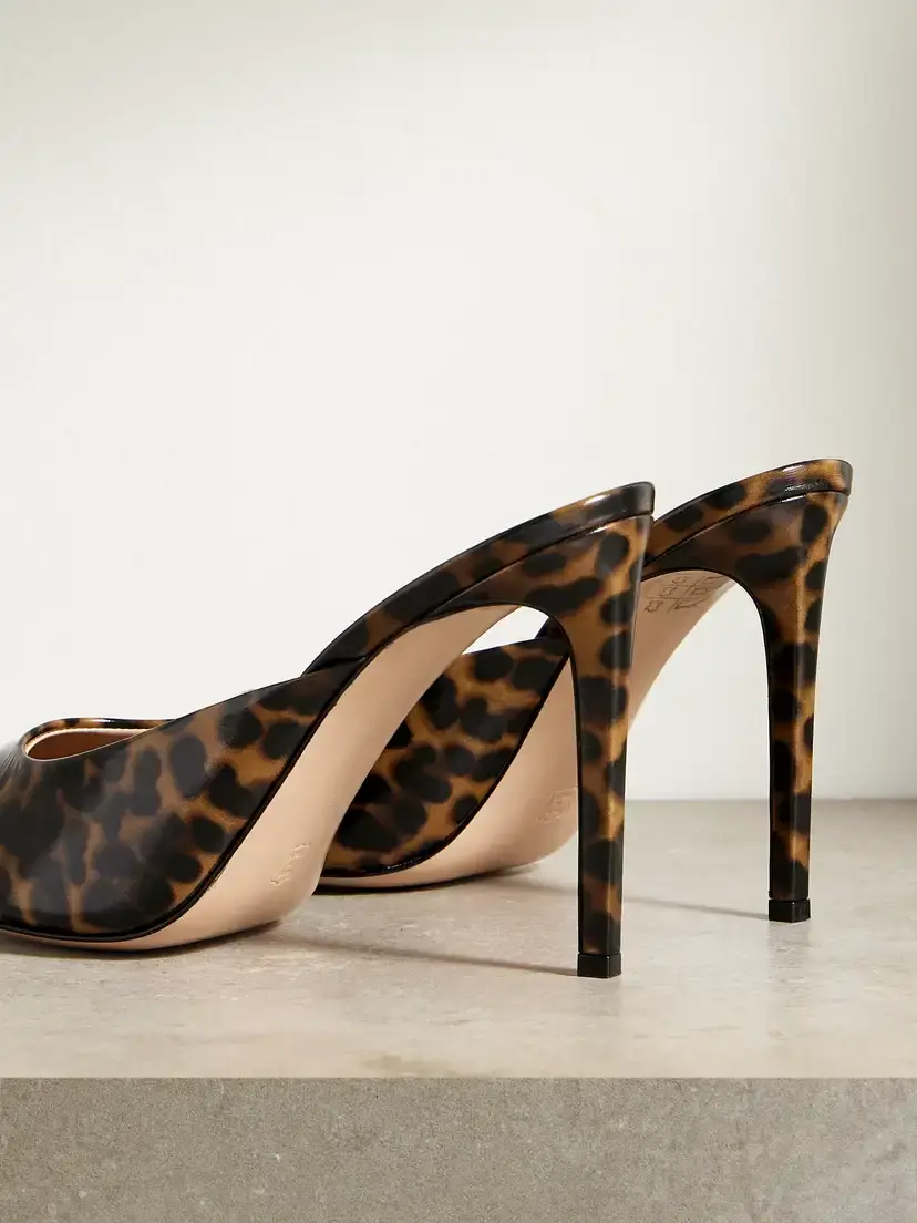 Gianvito Rossi Ethel 95 Leopard-print Glossed-leather Mules | Thumbnail 3