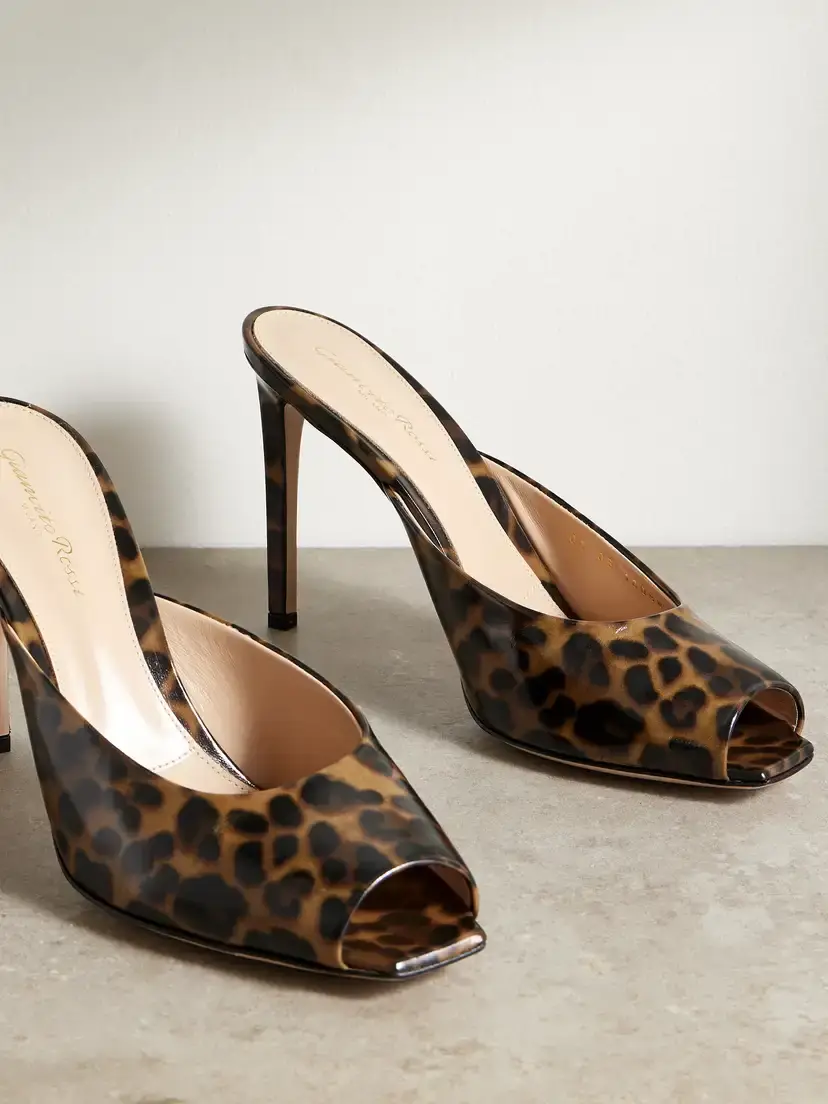 Gianvito Rossi Ethel 95 Leopard-print Glossed-leather Mules | Thumbnail 4