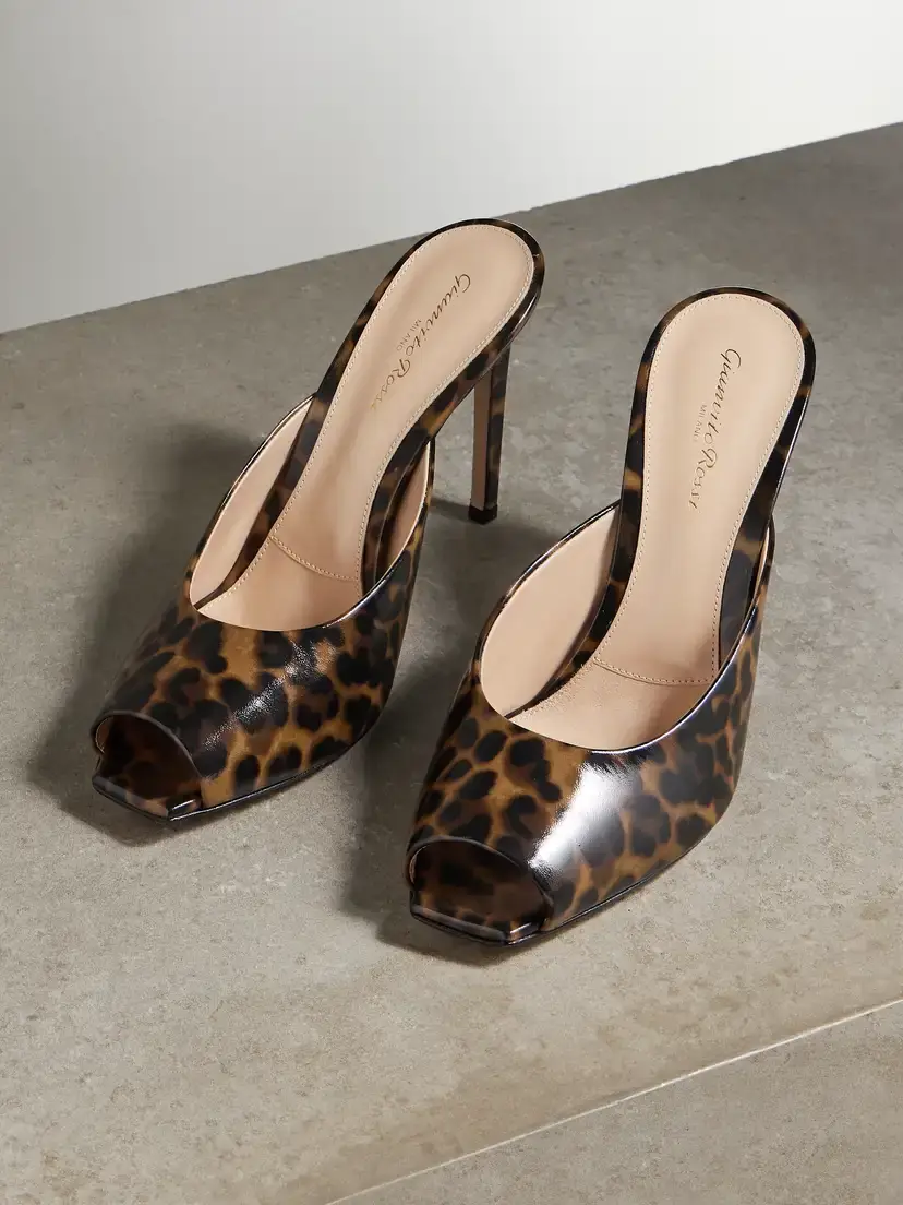 Gianvito Rossi Ethel 95 Leopard-print Glossed-leather Mules | Thumbnail 5