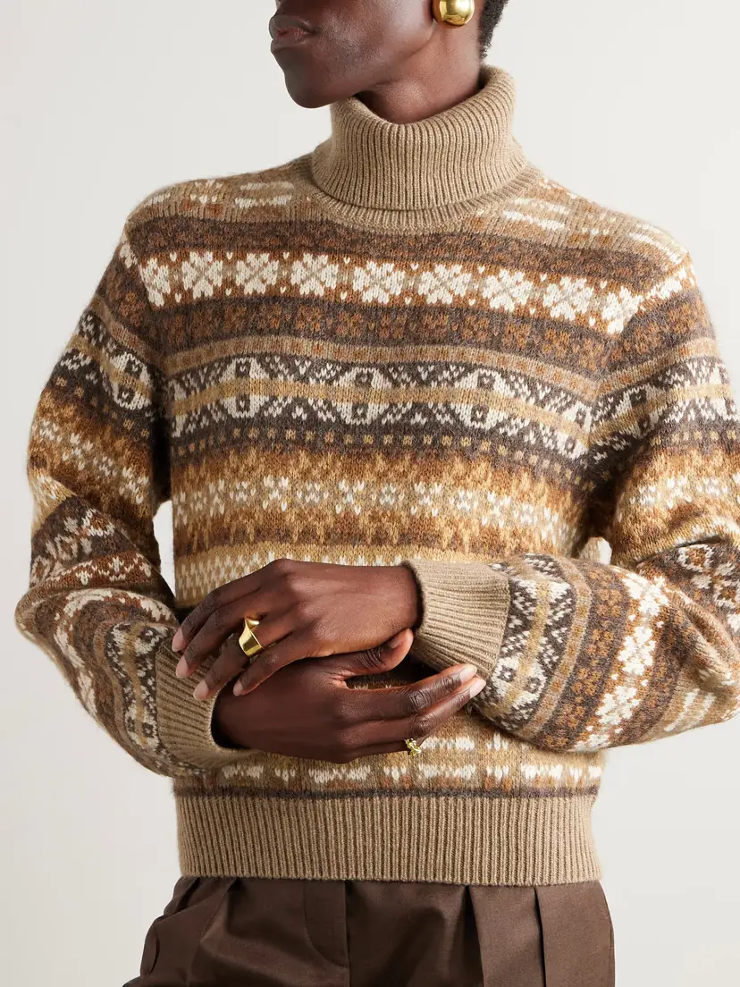 Loro Piana Scopello Striped Cashmere, Alpaca And Wool-blend Jacquard Turtleneck Sweater | Thumbnail 3 Loro Piana Scopello Striped Cashmere, Alpaca And Wool-blend Jacquard Turtleneck Sweater | Thumbnail 3
