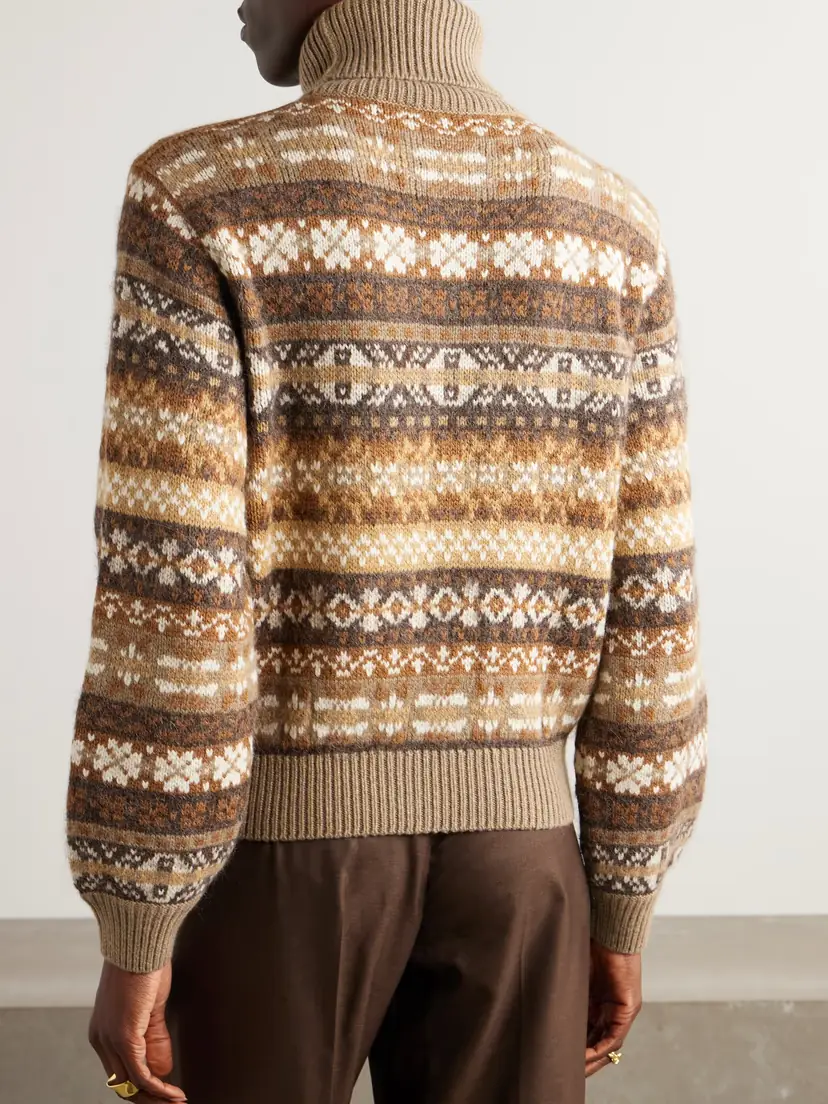 Loro Piana Scopello Striped Cashmere, Alpaca And Wool-blend Jacquard Turtleneck Sweater | Thumbnail 4 Loro Piana Scopello Striped Cashmere, Alpaca And Wool-blend Jacquard Turtleneck Sweater | Thumbnail 4