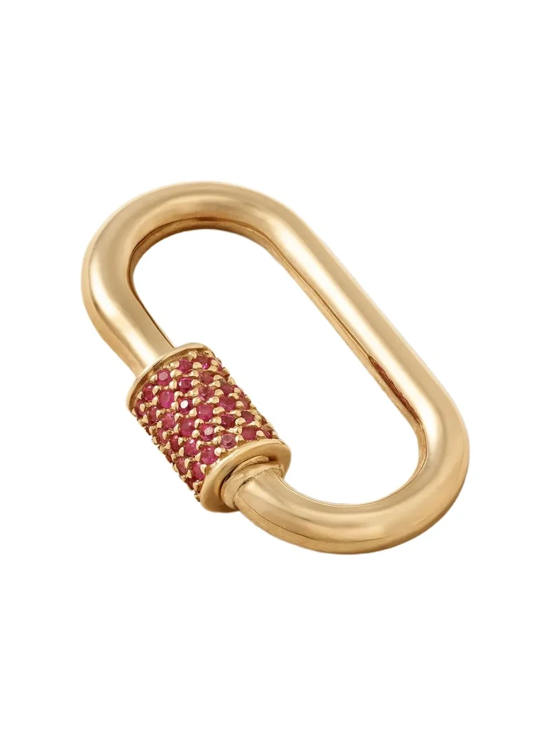 Stoned Medium Lock 14-karat Gold Sapphire Pendant Stoned Medium Lock 14-karat Gold Sapphire Pendant