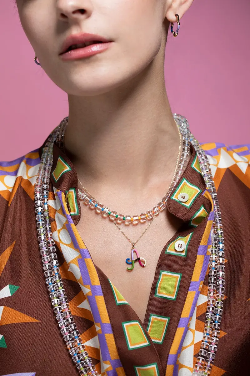 Bea Bongiasca A-Z Multicolor Enamel Necklace | Thumbnail 4